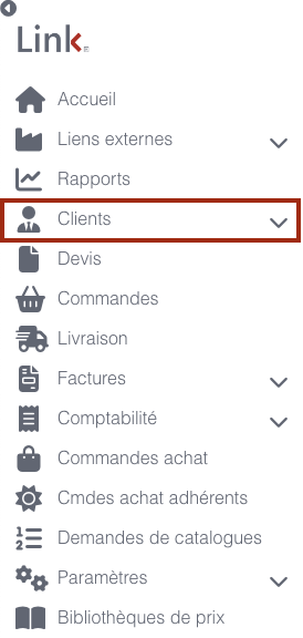 Menu général, client / adhérent