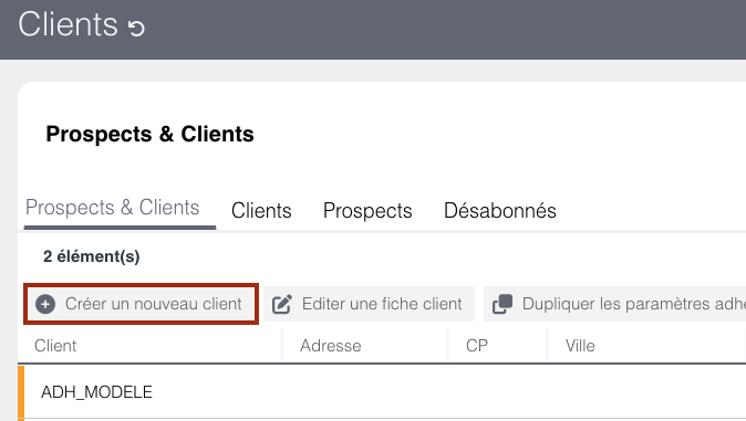 Nouveau client / adhérent
