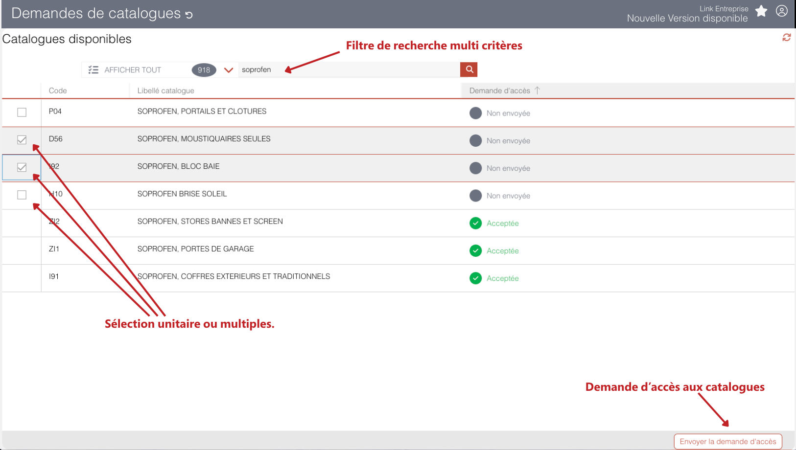Demandes de catalogues
